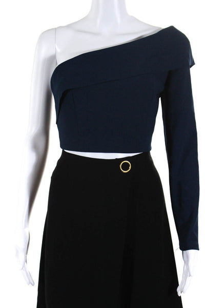 Steve Fabrikant Womens Wool Stand Up Collar Cardigan Pencil Skirt Dark Blue S