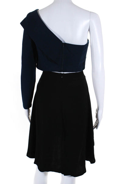 Steve Fabrikant Womens Wool Stand Up Collar Cardigan Pencil Skirt Dark Blue S