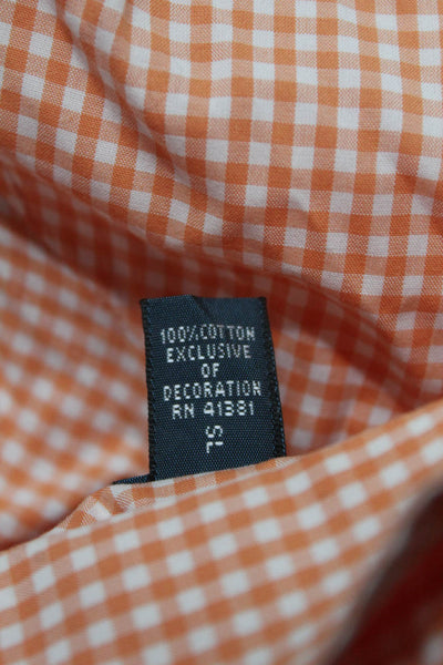 Polo Ralph Lauren Mens Button Up Collared Plaid Shirts Orange Pink Large Lot 2