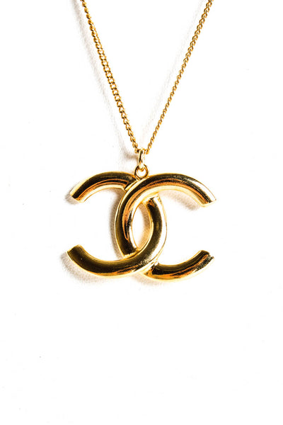 Chanel Womens Vintage CC Logo Pendant Necklace