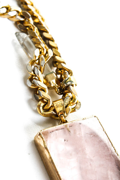 Crystal Haze Womens Multi Pendant Necklace Set 18k Gold Plated Brass