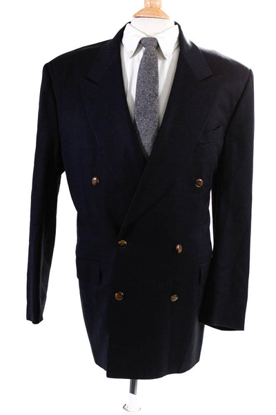 Canali Men's Double Breasted Blazer Navy Blue Size 52