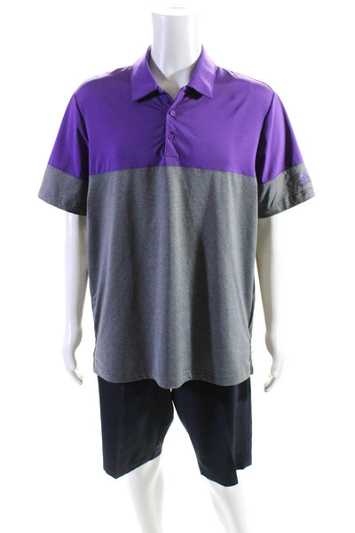 Adidas Men's Short Sleeve Golf Polo Shirt Gray Purple Blue Size L 34 Lot 2