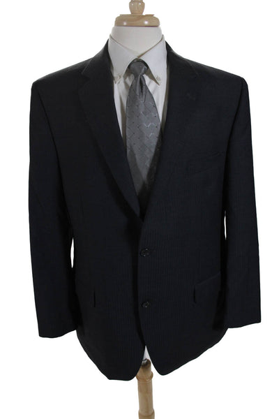 Calvin Klein Mens Two Button Notched Lapel Pinstriped Blazer Jacket Gray Size 44
