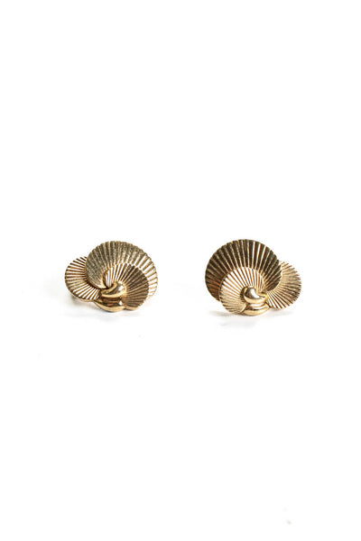 Boucher Womens Gold-Tone Palm Leaf Clip-On Vintage Earrings