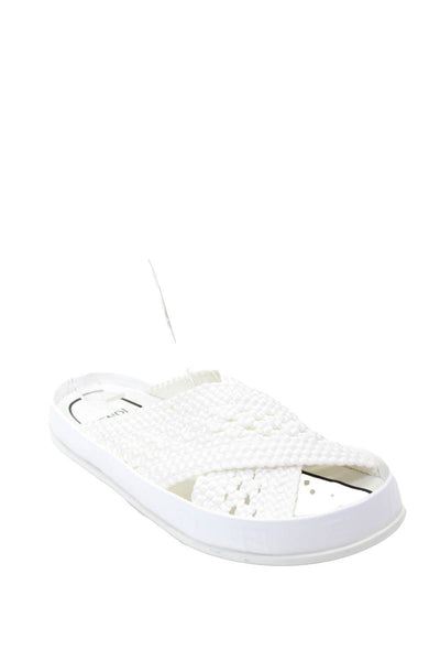 Fendi Womens Zucca Platform Cross Strap Woven Reflection Sandals White Size 35