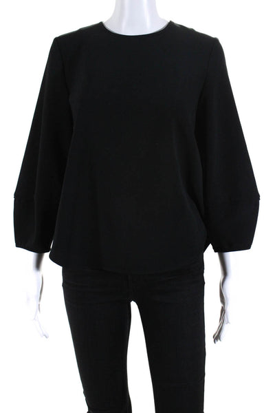 Toccin Womens Black Crew Neck Bell 3/4 Sleeve Blouse Top Size XS