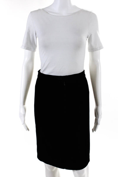 Ungaro Womens Side Zip Knee Length Velvet Vintage Pencil Skirt Black Size 6