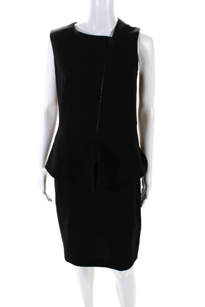 Akris Womens Wool Sleeveless Peplum Pencil Dress Black Size 8