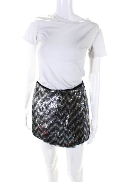 NBD Women's Sequins Layered Skort Silver Black Size Small