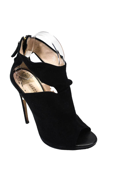 CO OP Barneys New York Womens Suede Peep Toe Stilettos Black Size 6.5US 36.5EU