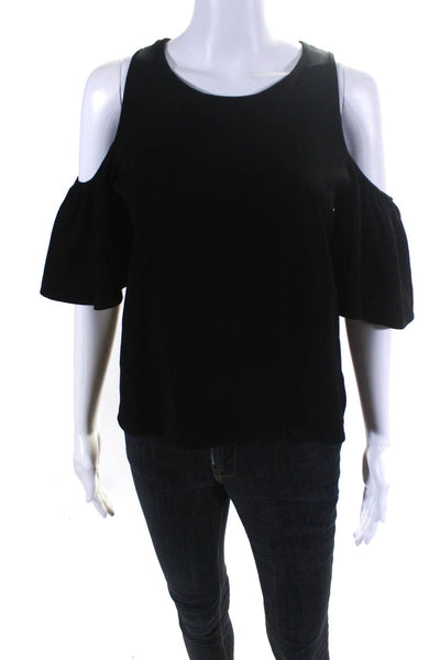 Milly Women's Round Neck Bell Sleeve Open Shoulder Blouse Black Size M