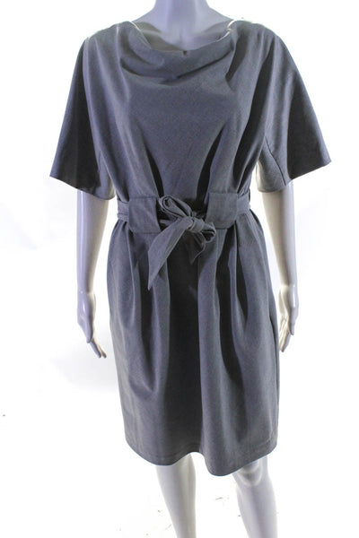 Donna Ricco Womens High-Neck Belted Tunic Dress Gray Size 12