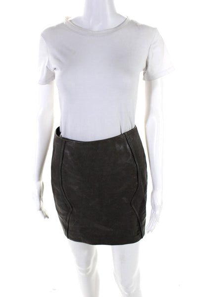 1 by O'2nd Womens Leather Mini Skirt CharcoalGray Size 2