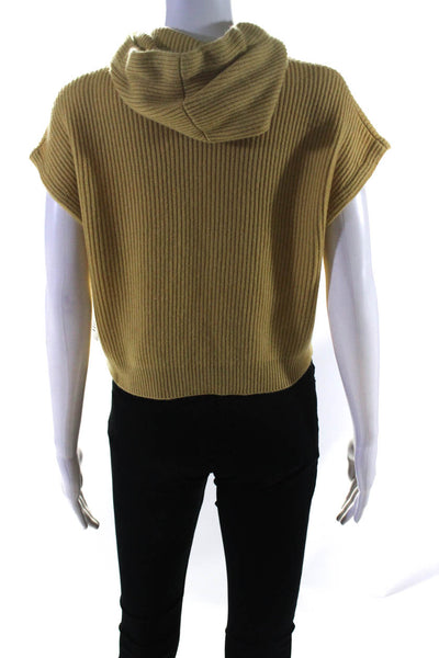 Brunello Cucinelli Women's Cashmere Sleeveless Hoodie Yellow Size S