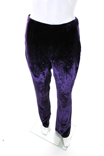 Ralph Lauren Collection Womens Velvet Straight Leg Pants Purple Size 4
