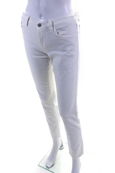 J Brand Womens The Skinny Slim Fit Low Rise Jeans White Cotton Size 28