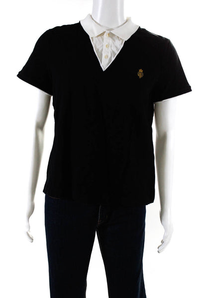 LRL Lauren Active Ralph Lauren Mens Layered Look Polo Tee Shirt Black Size S