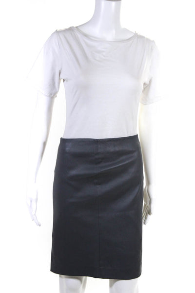 Shari's Place Women's Leather Pencil Skirt Gray Size 8