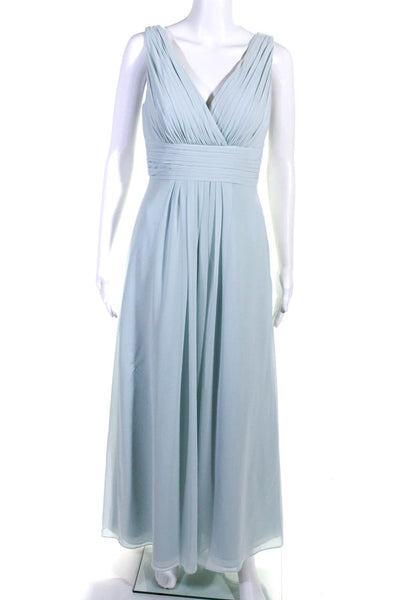 Bill Levkoff Women's Sleeveless V-Neck Formal Gown Dress Blue Size 4