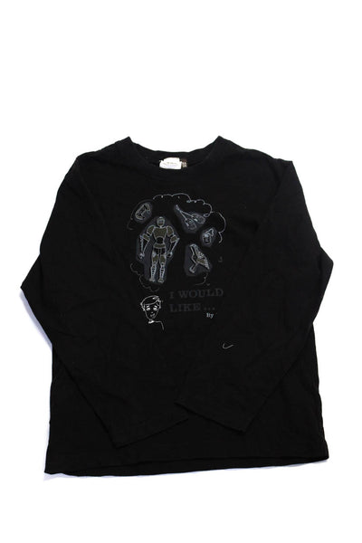 Ikks Label Childrens Boys Tee Shirt Black Cotton Size 10