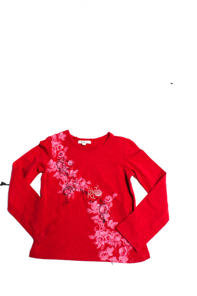 Kenzo Kids Childrens Girls Floral Print Blouse Red Pink Cotton Size 10