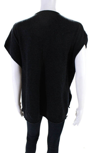 Rossopuro Womens Cashmere Button Up Short Sleeve Cardigan Sweater Black Size M