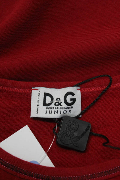 D&G Dolce & Gabbana Childrens Girls Logo Print Long Sleeve Tee Shirt Red Size 6