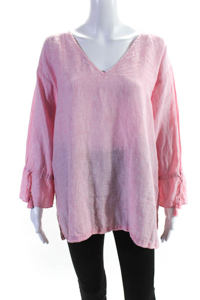Saks Fifth Avenue Women's Long Sleeve Tunic Top Pink Size M