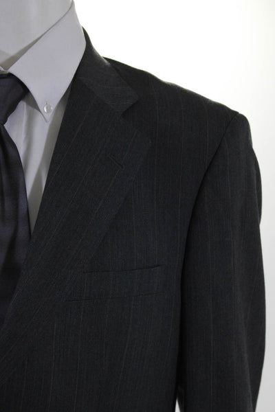 Stafford Men's Wool Striped Two Piece Suit Gray Size 38