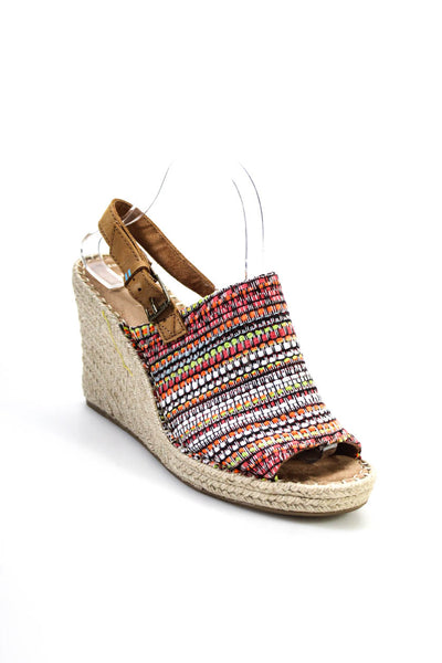 TOMS Womens Platform Ankle Strap Espadrilles Sandals Multicolored Size 9.5
