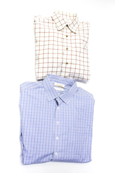 Roundtree & Yorke Men's Printed Button Down Shirts Purple White Size L 2XL Lot 2