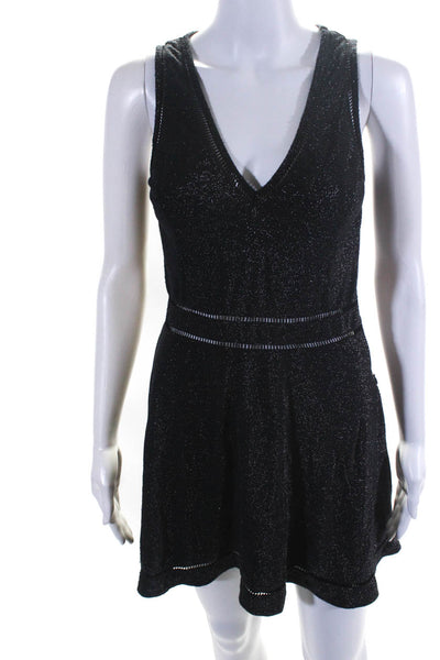 Sanctuary Women's Metallic Sleeveless V Neck Mini Dress Black Size S