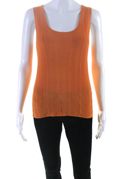 Weekend Max Mara Womens Orange Knit Scoop Neck Sleeveless Sweater Top Size S