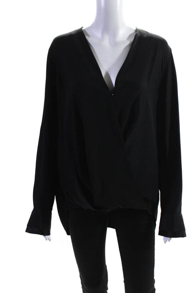 Rag & Bone Women's Long Sleeve Cowl Neck Blouse Black Size L