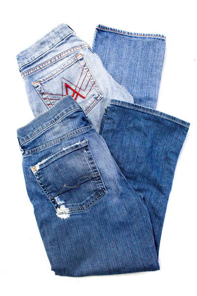 7 For All Mankind Women's Cropped Button Light Wash Jeans Blue Size 28 Lot 2