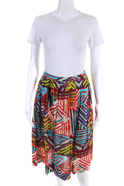 J Crew Collection Womens Back Zip Knee Length Abstract Skirt Multicolored Size 2