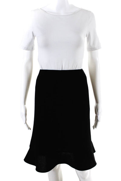 Nipon Boutique Women's Knee Length Ruffle A-Line Skirt Black Size 10