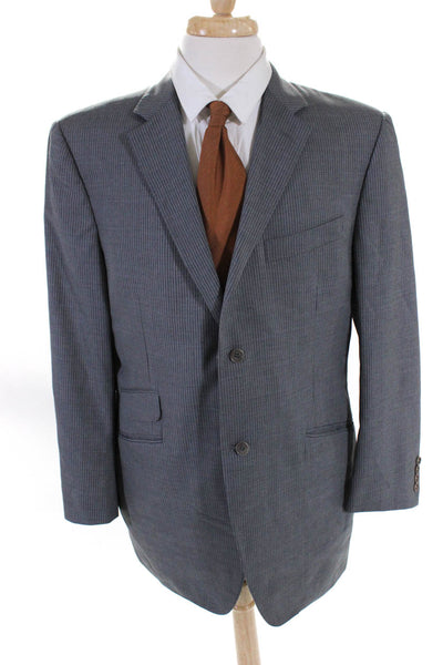 Canali Mens Two Button Notched Lapel Pinstriped Blazer Jacket Gray Wool IT 54