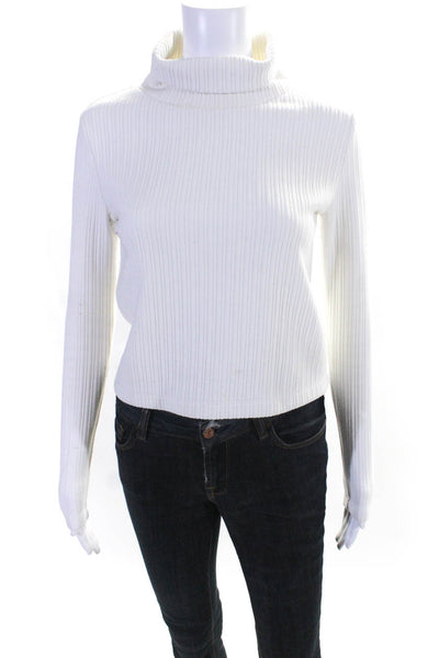 Babaton Women's Turtleneck Cropped Long Sleeve Top White Size XS