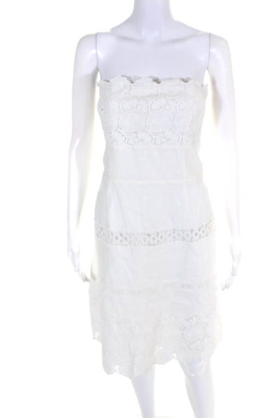 Laundry by Shelli Segal Women's Embroidered Strapless Mini Dress White Size 12
