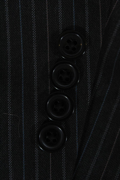Haggar Mens Gray Pin Striped Three Button Long Sleeve Blazer Jacket Size 42R