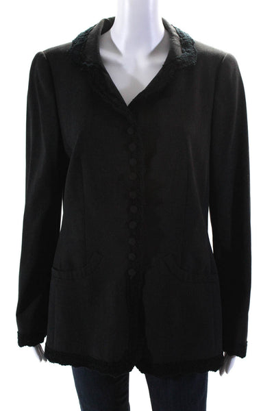 Rena Lange Womens Dark Gray Wool Collar Long Sleeve Coat Jacket Size 12