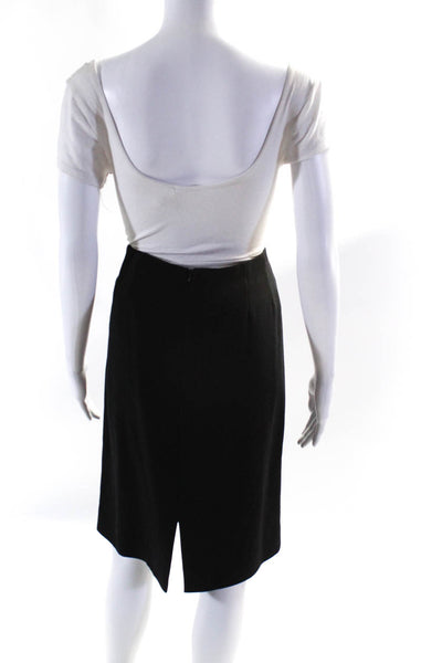 Donna Karan Signature Womens Black Wool Zip Back Pencil Dress Size 12