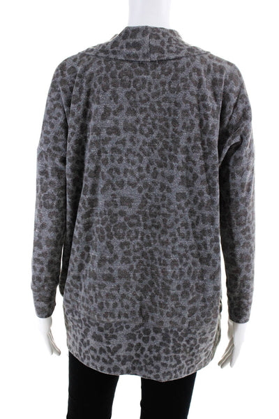 Sundry Women's Long Sleeve Open Front Animal Print Cardigan Gray Size 0