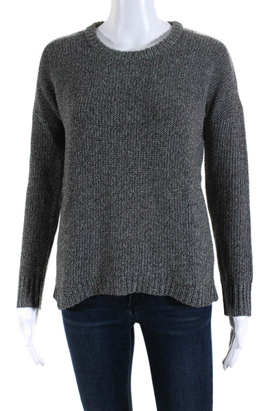 Theory Womens Pullover Boxy Crew Neck Sweatshirt Gray Wool Size Petite