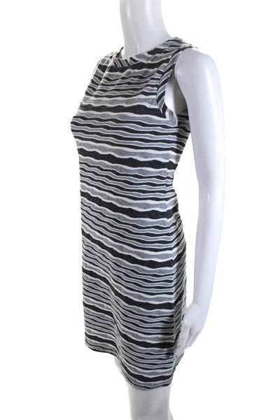 Papillon Blanc Womens Striped Print Sleeveless Tank Dress White Gray Size XS