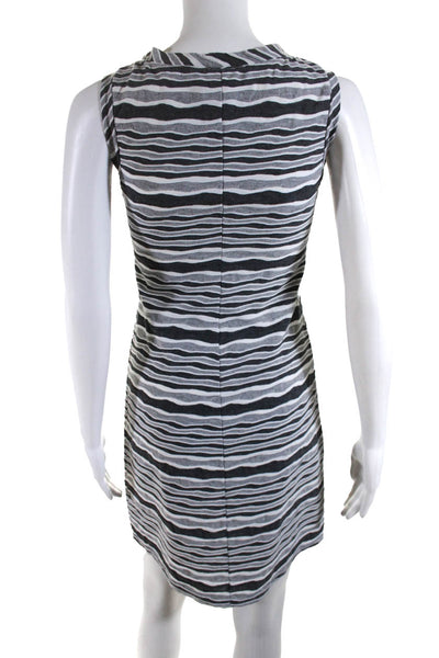 Papillon Blanc Womens Striped Print Sleeveless Tank Dress White Gray Size XS