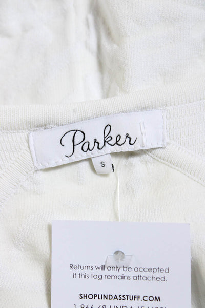 Parker Womens White Textured V-Neck Sleeveless Fit & Flare Dress Size S