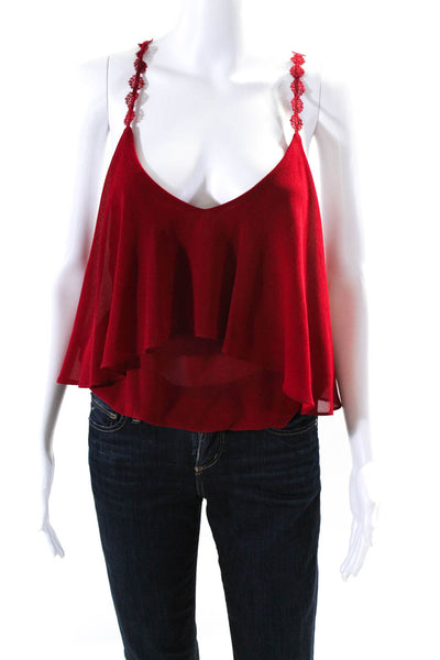 Decker Women's Sleeveless Crop Top Red Size Size L